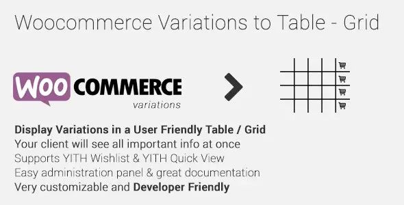 Woocommerce Variations to Table