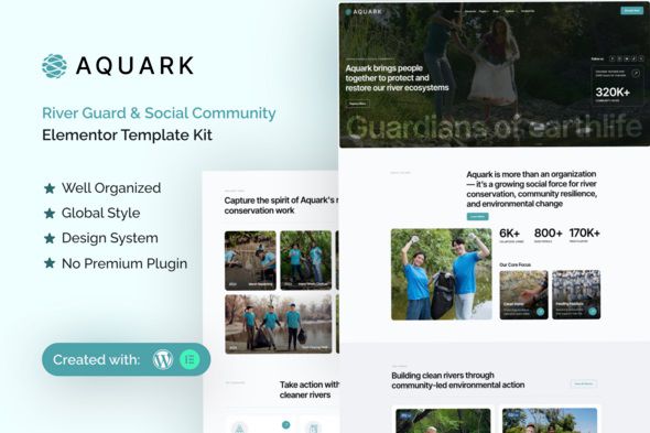 aquark-river-guard-social-community-elementor-template-kit