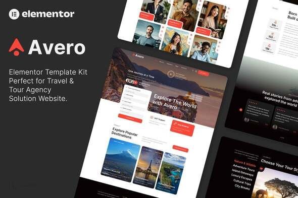 Avero - Travel & Tour Agency Elementor Template Kits 1 Avero Travel & Tour Agency Elementor Template Kits
