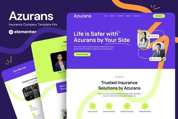 Azurans Insurance Company Elementor Template Kit