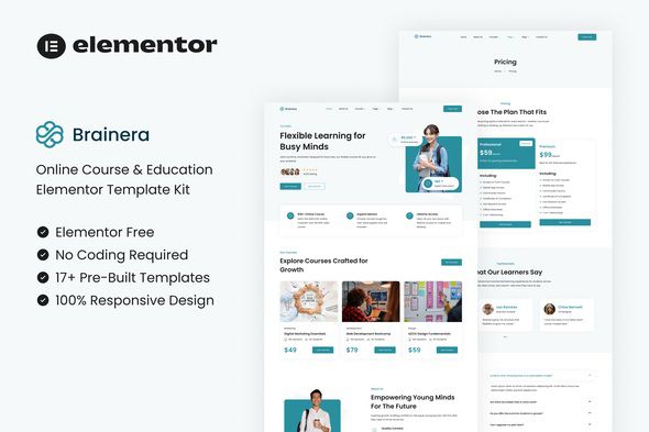 Brainera Online Course & Education Elementor Template Kit