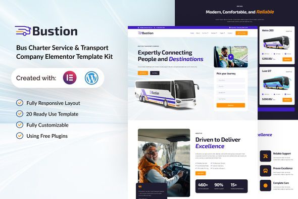 Bustion - Bus Charter Service & Transport Elementor Template Kit 1 Bustion Bus Charter Service & Transport Elementor Template Kit