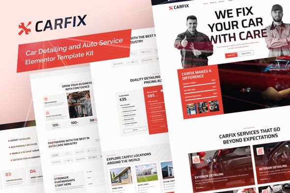 Carfix - Car Detailing and Auto Service Elementor Template Kit 1 Carfix Car Detailing and Auto Service Elementor Template Kit