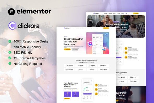 Clickora Digital Marketing Agency Elementor Template Kit