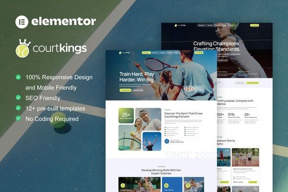 CourtKings Tennis School & Sport Club Elementor Pro Template Kit