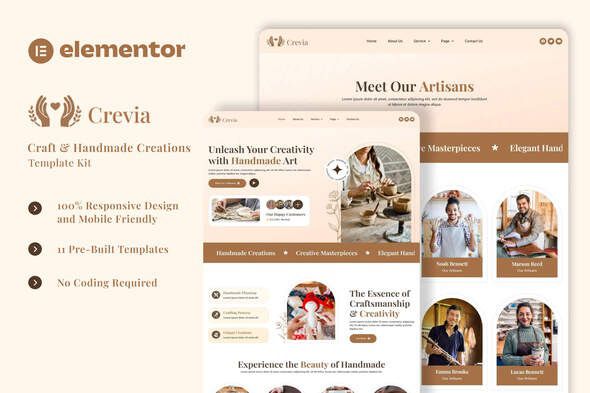 Crevia Craft & Handmade Creations Elementor Template Kit