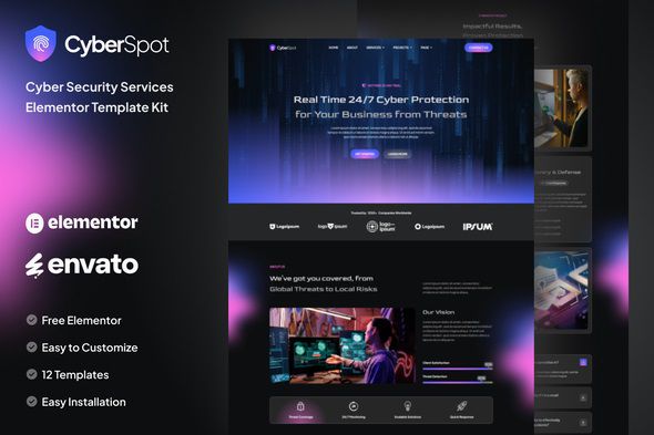 CyberSpot Cyber Security Services Elementor Template Kit