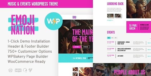 EmojiNation Night Club & Concert Event WordPress Theme