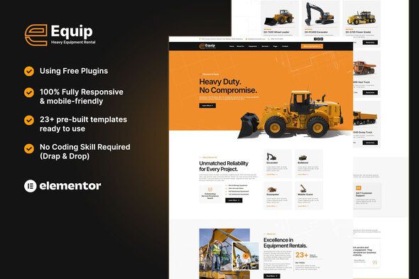Equip Heavy Equipment Rental Elementor Template Kit