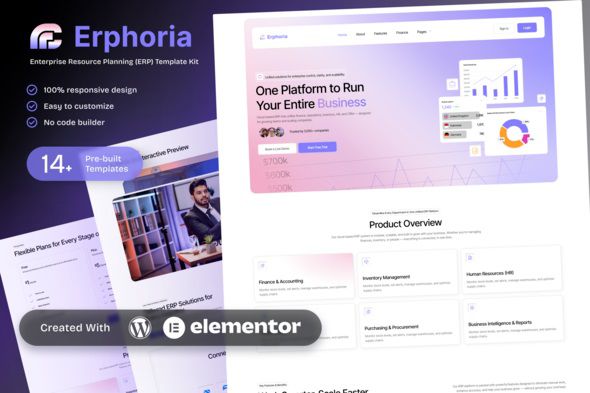 Erphoria Enterprise Resource Planning Elementor Template Kit
