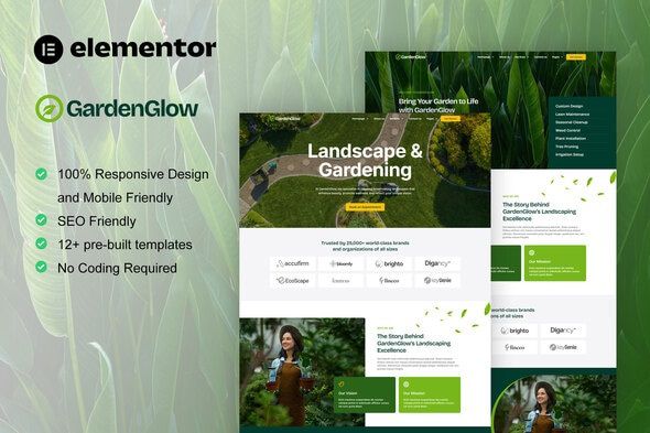 GardenGlow Gardening & Landscape Elementor Pro Template Kit