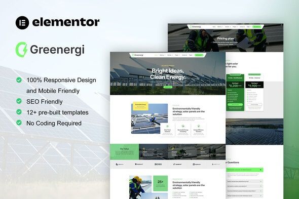 Greenergi - Solar & Green Renewable Energy Elementor Pro Template Kit 1 Greenergi Solar & Green Renewable Energy Elementor Pro Template Kit