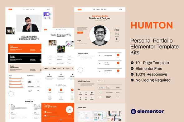 Humton Personal Portfolio Elementor Template Kit