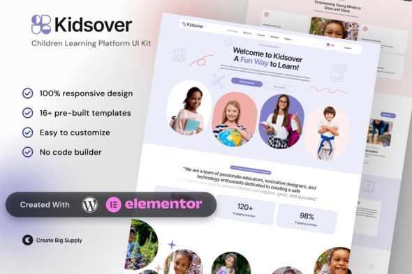 Kidsover - Children’s Learning Platform Elementor Template Kit 1 Kidsover Children’s Learning Platform Elementor Template Kit