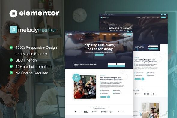 MelodyMentor Music School & Courses Elementor Template Kit