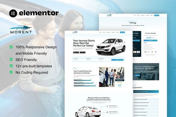 Morent - Car Rental Elementor Pro Template Kit 1 Morent Car Rental Elementor Pro Template Kit