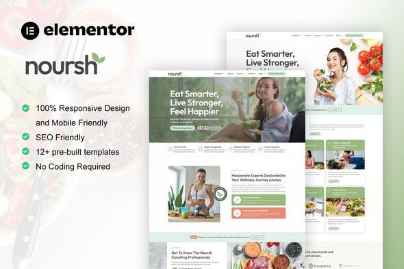 Noursh Healthy Food & Nutrition Elementor Pro Template Kit