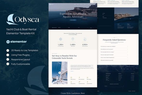 Odysea - Yacht Club & Boat Rental Elementor Template Kit 1 Odysea Yacht Club & Boat Rental Elementor Template Kit