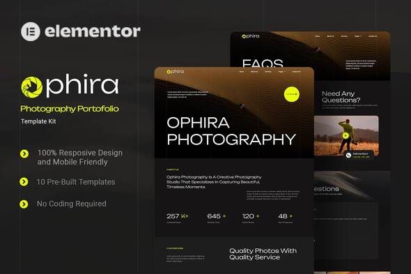 Ophira - Photography Portfolio Elementor Template Kit 1 Ophira Photography Portfolio Elementor Template Kit