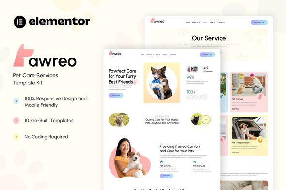 Pawreo Pet Care Services Elementor Template Kit
