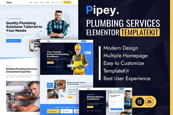 Pipey - Plumber Services Elementor Template Kit 1 Pipey Plumber Services Elementor Template Kit