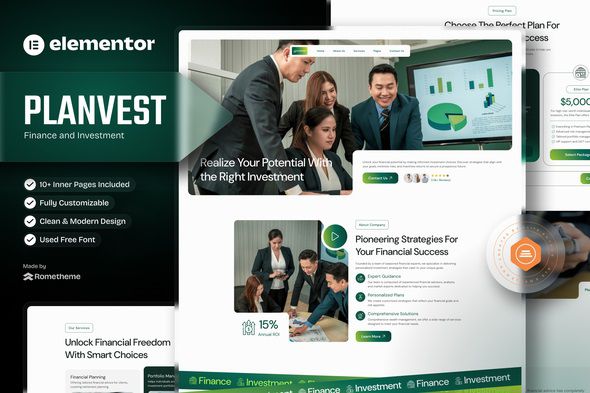 Plantvest Finance & Invesment Elementor Template Kit