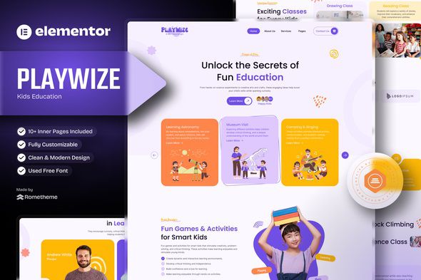 Playwize Kids Education Elementor Template Kit