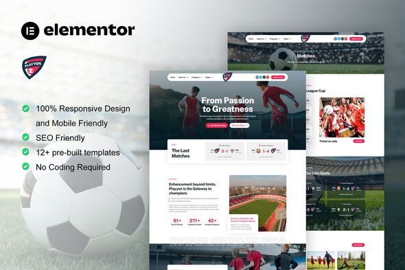 Playyon Football Team & Sports Academy Elementor Pro Template Kit