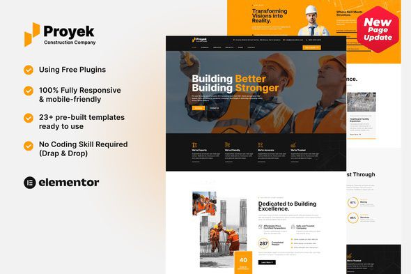 Proyek Construction Elementor Template Kit