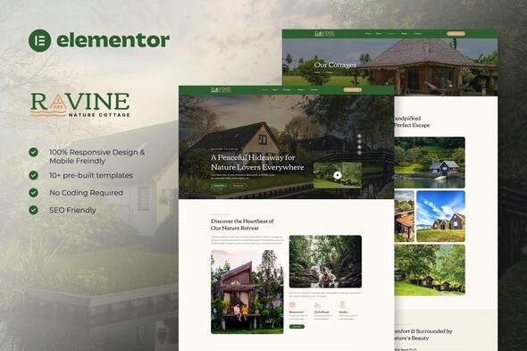 Ravine Nature Cottage Elementor Template Kit