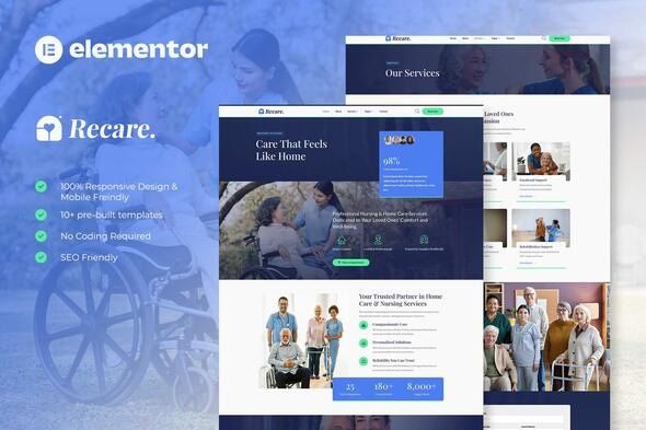 Recare Home Care & Private Nursing Elementor Template Kit