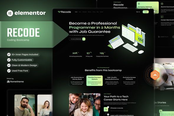 Recode Coding Bootcamp Elementor Template Kit