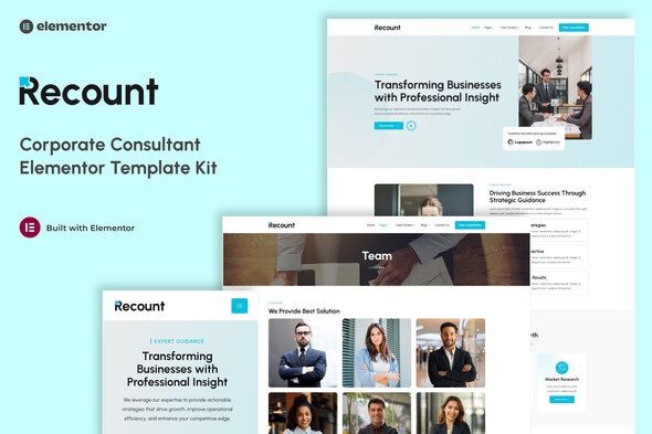 Recount - Corporate Consultant Elementor Template Kit 1 Recount Corporate Consultant Elementor Template Kit