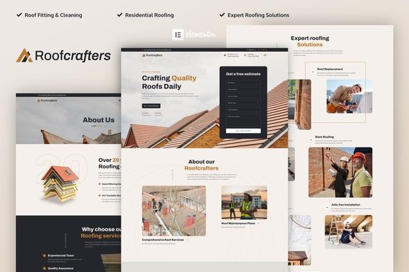 Roofcrafters Roofing Company Elementor Pro Template Kit