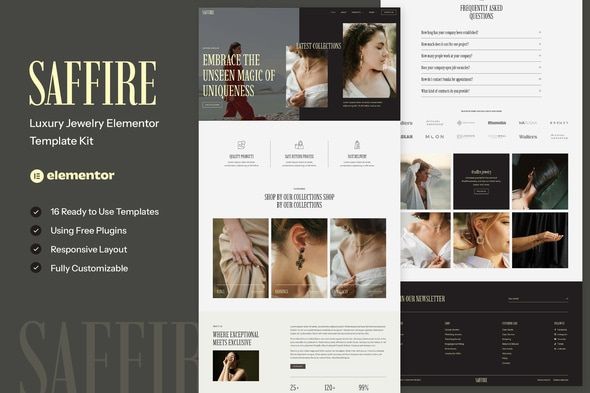 Saffire Luxury Jewelry Elementor Template Kit