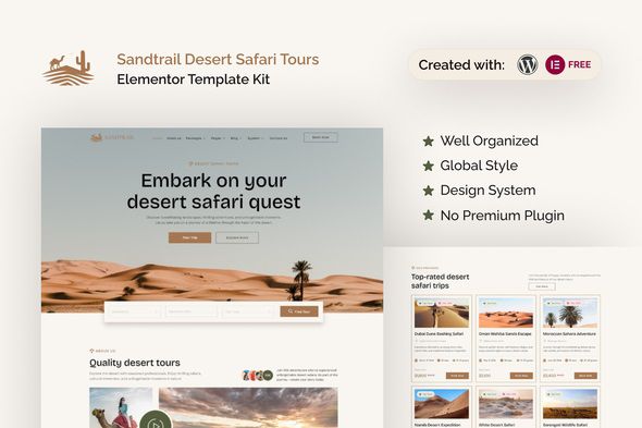 Sandtrail Desert Safari Tours Elementor Template Kit