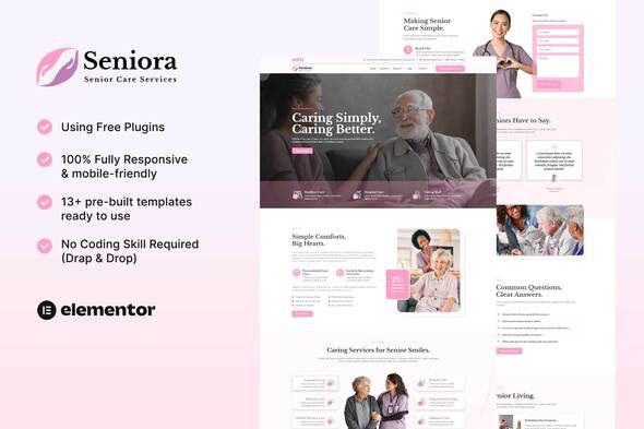 Seniora Senior Care Services Elementor Template Kit