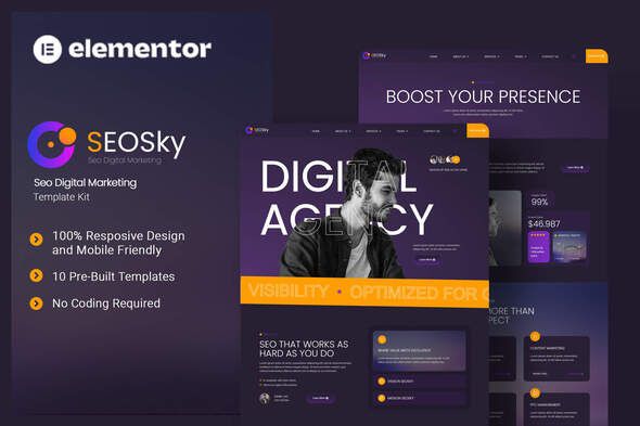 Seosky Seo Digital Marketing Elementor Template Kit