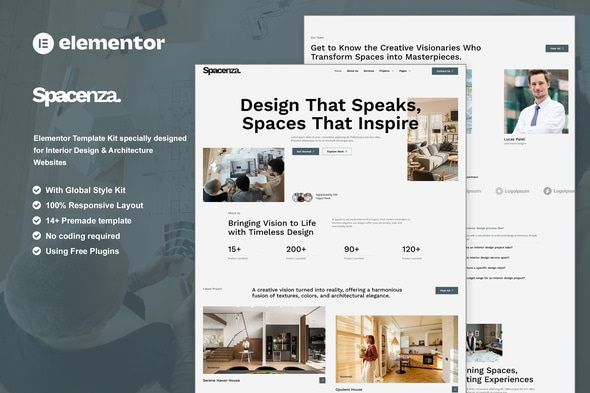 Spacenza Interior Design & Architecture Elementor Template Kit