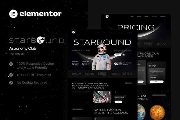 Starbound Astronomy Club Elementor Template Kit