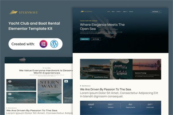 Sternwave Yacht Club and Boat Rental Elementor Template Kit