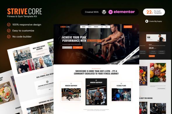 StriveCore Fitness & Gym Elementor Template