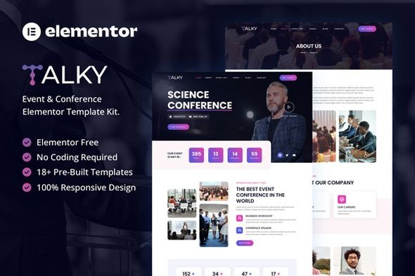 Talky Event & Conference Elementor Template Kit