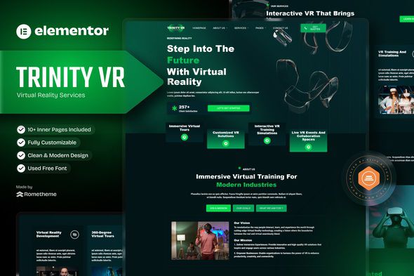 TrinityVR Virtual Reality Services Elementor Template Kit