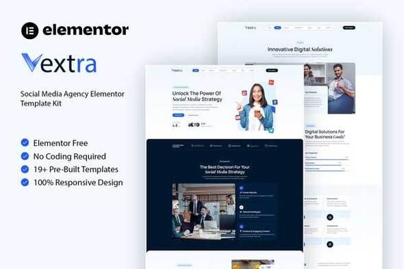 Vextra Social Media Agency Elementor Template Kit