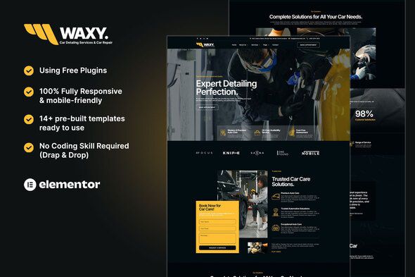 Waxy Car Detailing Service & Car Repair Elementor Template Kit
