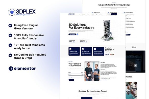 3DPlex - 3D Printing Services Elementor Template Kit