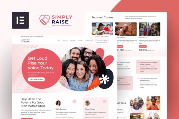 SimplyRise - Charity & Donation Elementor Template Kit