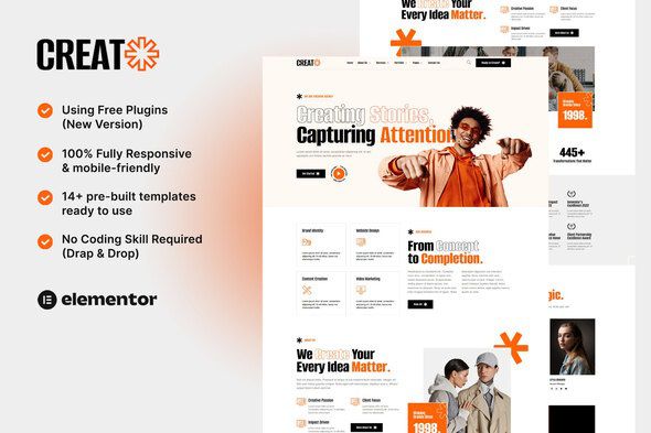 Creat - Creative Agency & Portfolio Elementor Template Kit 1 Creat - Creative Agency & Portfolio Elementor Template Kit