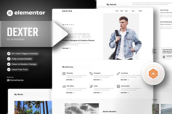 Dexter Personal Portfolio Elementor Template Kit